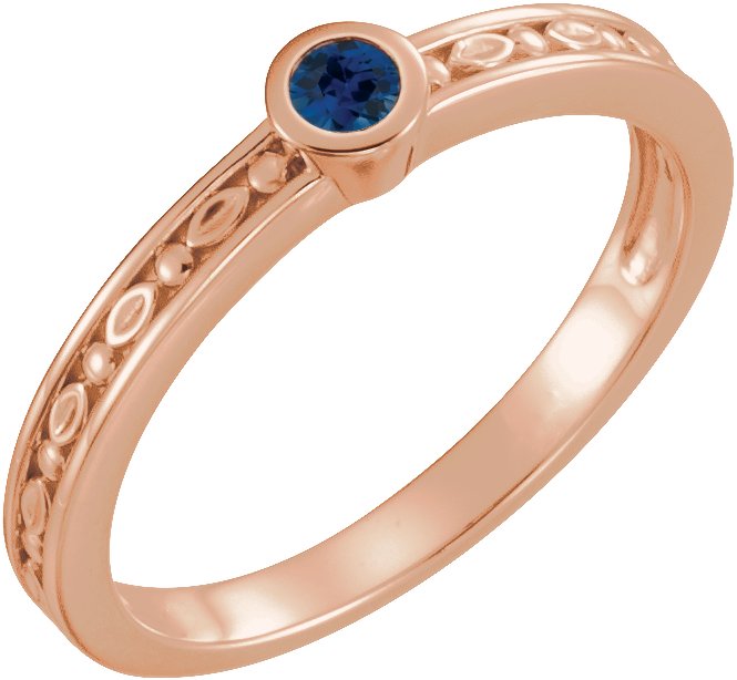 14K Rose Natural Blue Sapphire Family Stackable Ring 71298:6034:P