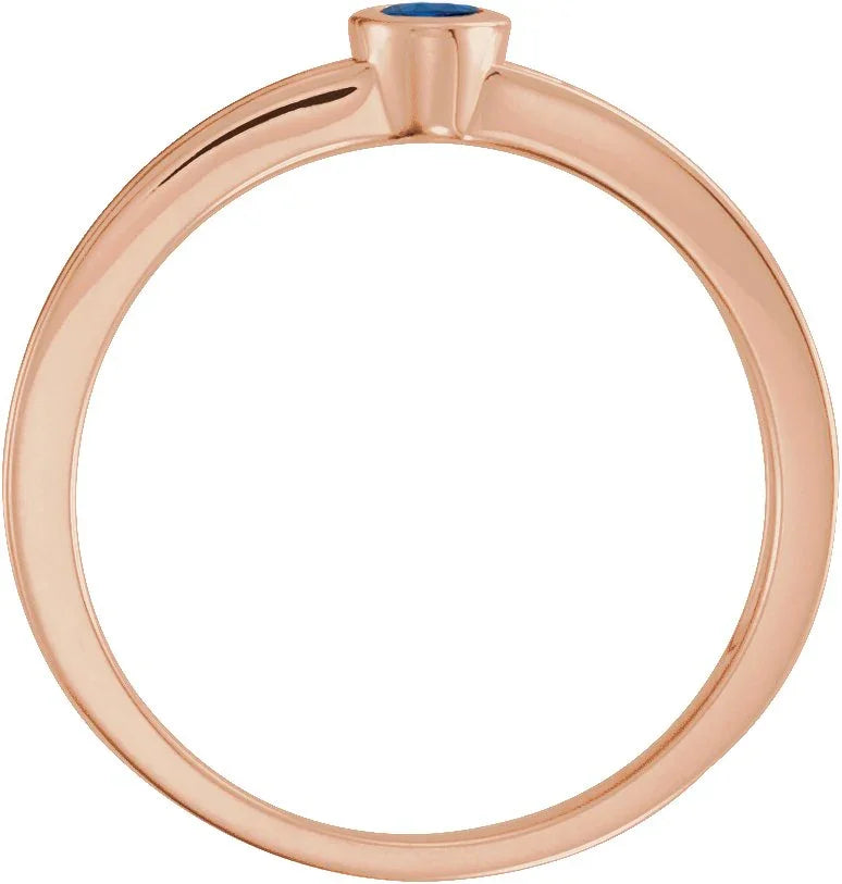 14K Rose Lab-Grown Blue Sapphire Family Stackable Ring 71298:6066:P