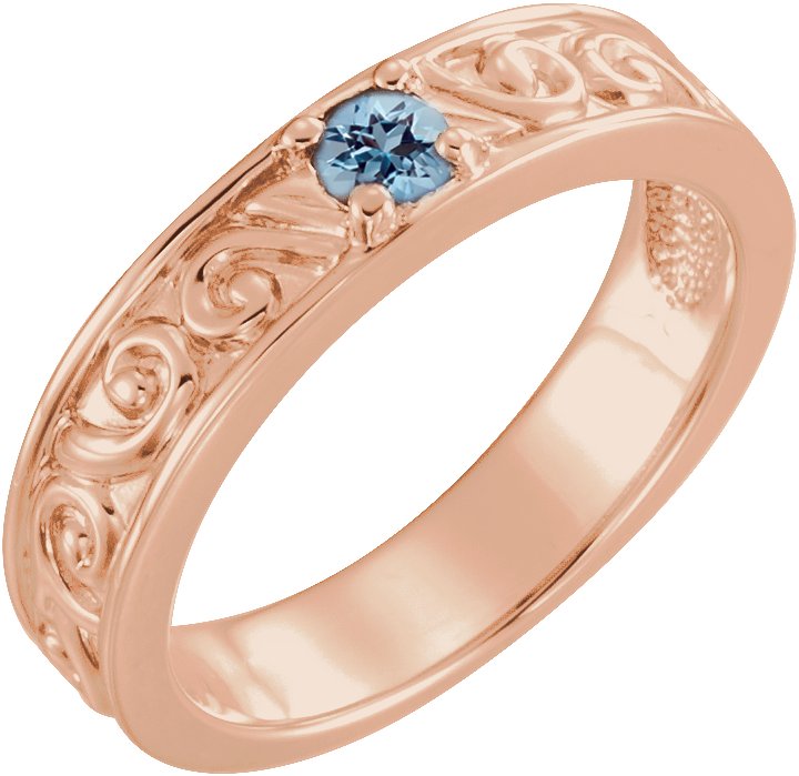 14K Rose Natural Aquamarine Family Stackable Ring 71469:6010:P