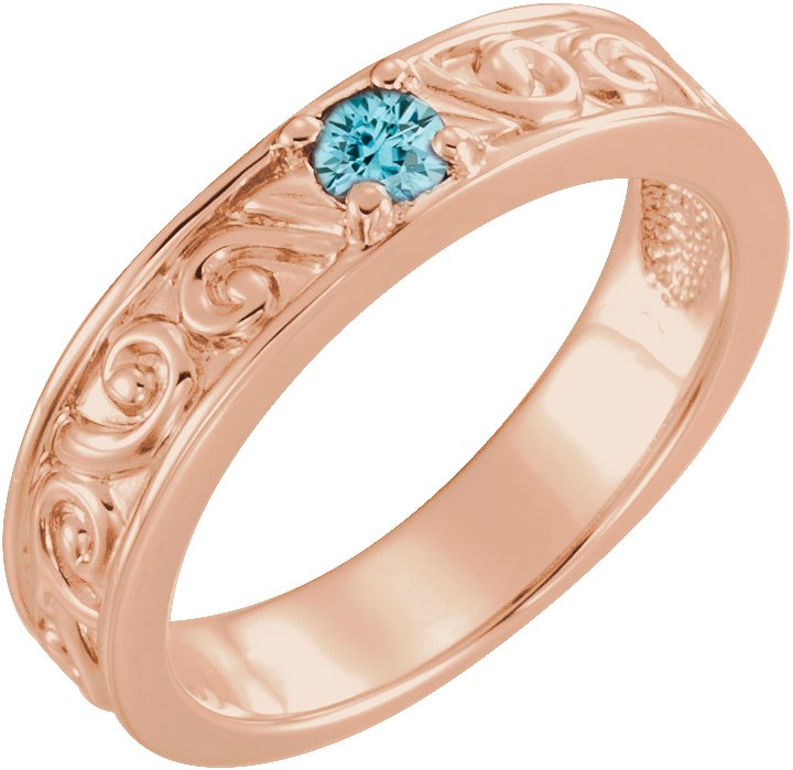 14K Rose Natural Blue Zircon Family Stackable Ring 71469:6046:P