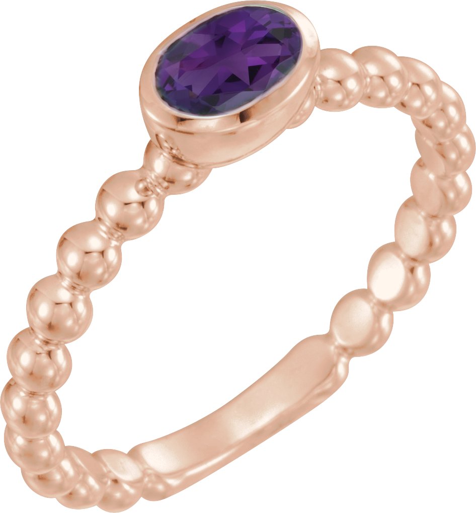 14K Rose Natural Amethyst Family Stackable Ring 71623:6006:P