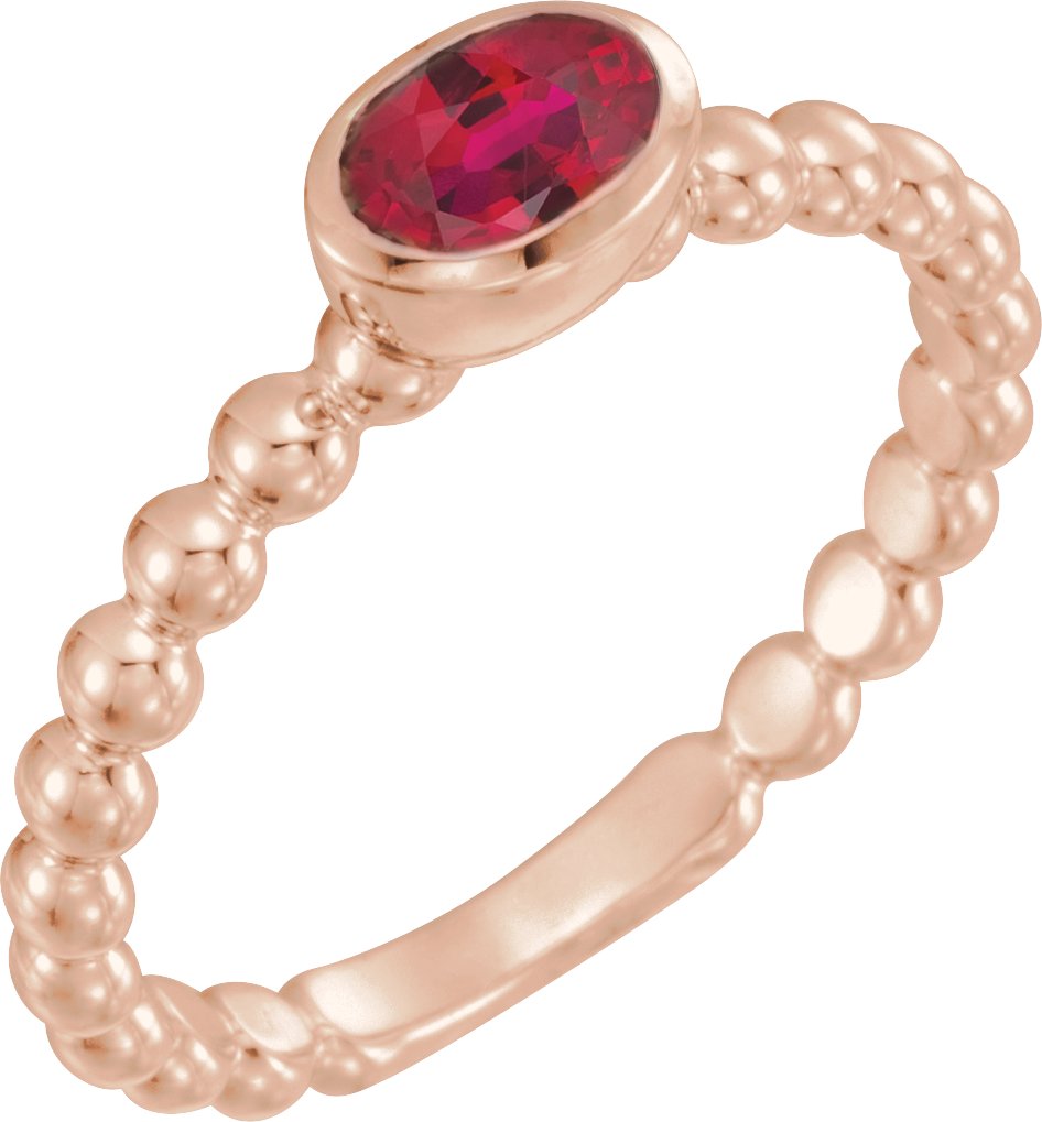 14K Rose Lab-Grown Ruby Family Stackable Ring 71623:6058:P