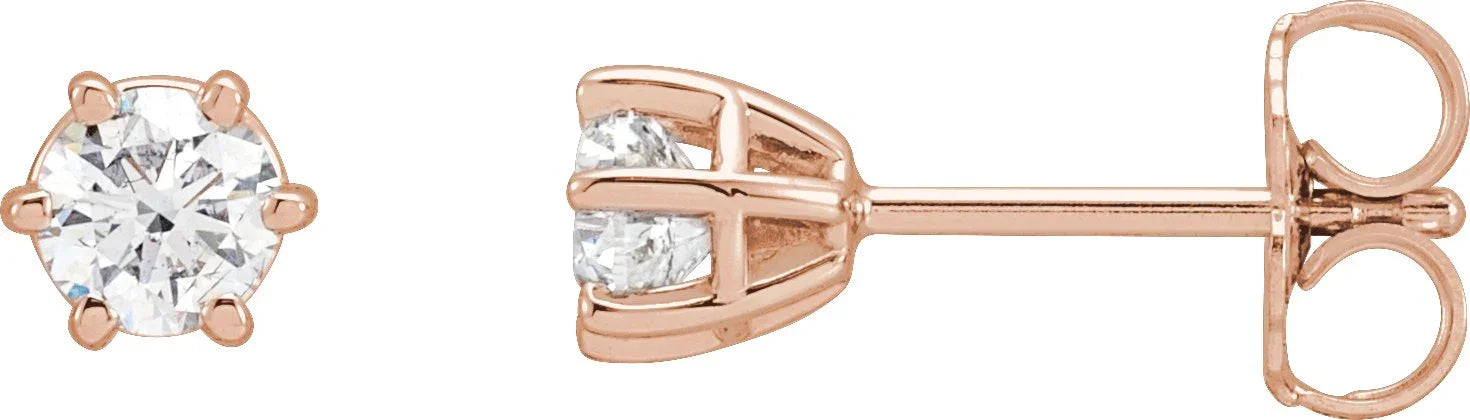 Hexagonal Stud Earrings | 14K Rose Stud Earrings | Yumna Jewelers