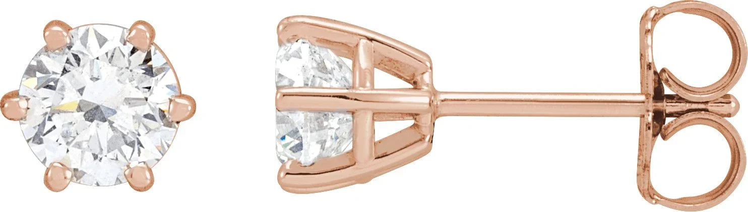 14K Rose 1 CTW Natural Diamond Stud Earrings 29236:6118:P