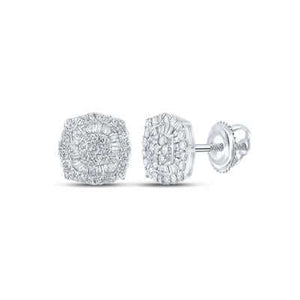 White Gold Diamond Earrings | Diamond Square Earrings | Yumna Jewelers