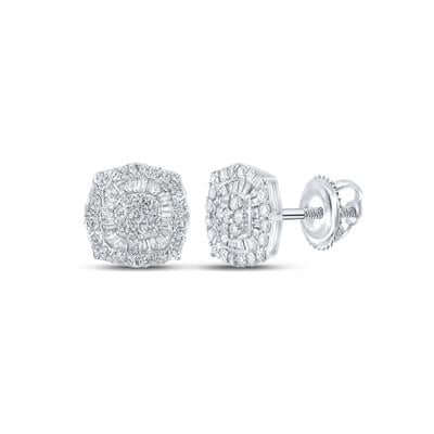 10K WHITE GOLD BAGUETTE DIAMOND SQUARE EARRINGS 3/4 CTTW Yumna Jewelers