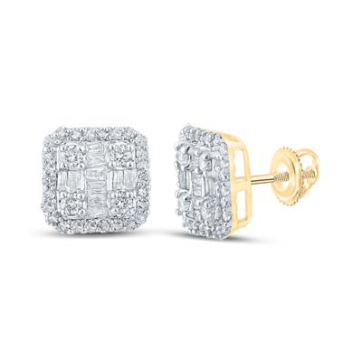 Yellow Gold Square Earrings | Diamond Square Earrings | Yumna Jewelers