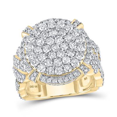 10K YELLOW GOLD ROUND DIAMOND CIRCLE CLUSTER RING 4-1/2 CTTW Yumna Jewelers