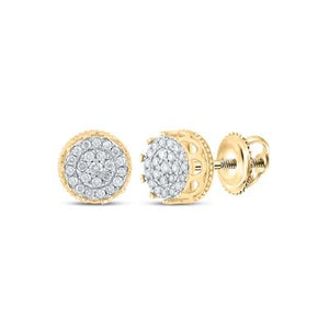 10K YELLOW GOLD ROUND DIAMOND CLUSTER EARRINGS 1/2 CTTW Yumna Jewelers