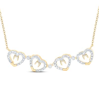 10K YELLOW GOLD ROUND DIAMOND CONVERTIBLE HEART NICOLES DREAM COLLECTION NECKLACE 3/8 CTTW Yumna Jewelers