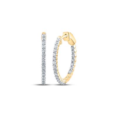 10K YELLOW GOLD ROUND DIAMOND HOOP NICOLES DREAM COLLECTION EARRINGS 1 CTTW Yumna Jewelers