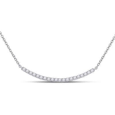 14K WHITE GOLD ROUND DIAMOND CURVED BAR NECKLACE 1/2 CTTW Yumna Jewelers