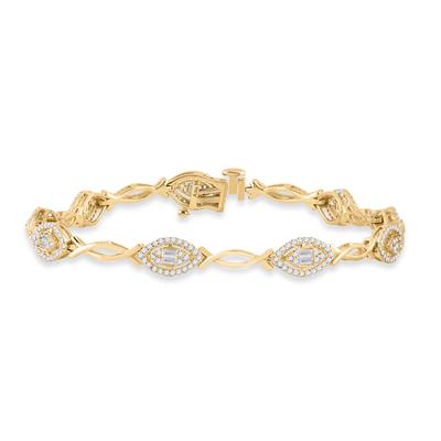 14K YELLOW GOLD BAGUETTE DIAMOND FASHION BRACELET 1 CTTW Yumna Jewelers