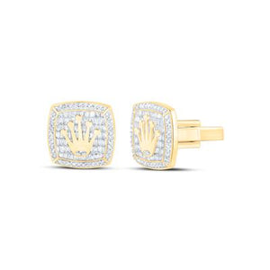 Men's Diamond cushion Cufflinks w/ crown 1 1/4CTW Yumna Jewelers