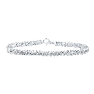 STERLING SILVER ROUND DIAMOND FASHION BRACELET 1/10 CTTW Yumna Jewelers