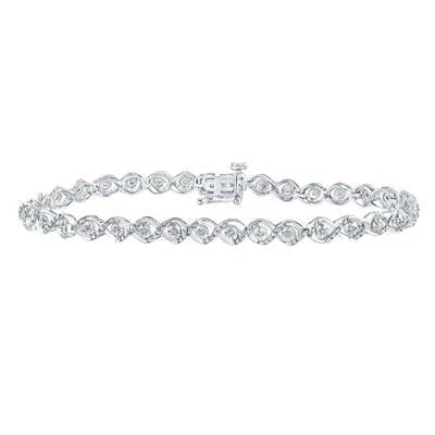STERLING SILVER ROUND DIAMOND FASHION BRACELET 1/10 CTTW Yumna Jewelers