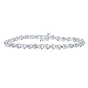 STERLING SILVER ROUND DIAMOND FASHION BRACELET 1/10 CTTW Yumna Jewelers