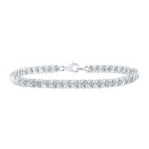 STERLING SILVER ROUND DIAMOND FASHION BRACELET 1/10 CTTW Yumna Jewelers