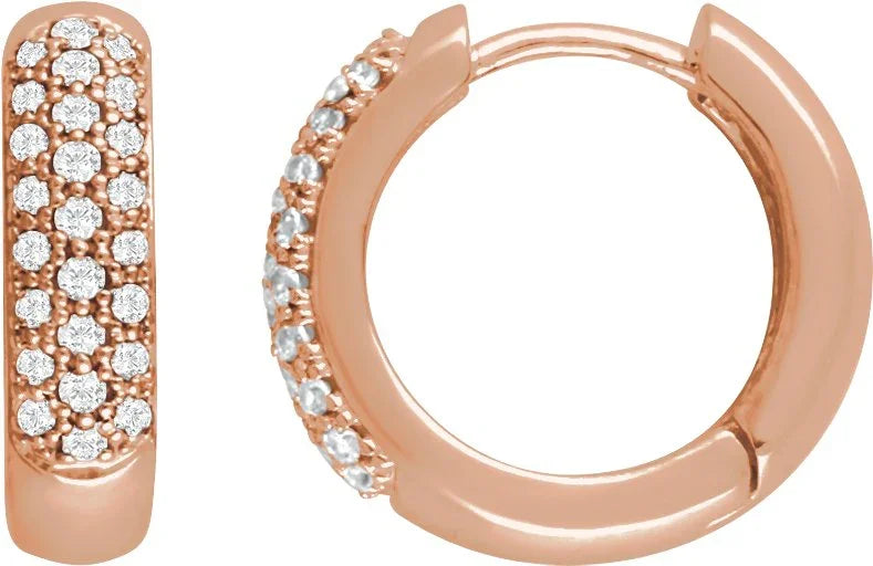 14K Rose Gold Diamond Hoop Earrings | Yumna Jewelers
