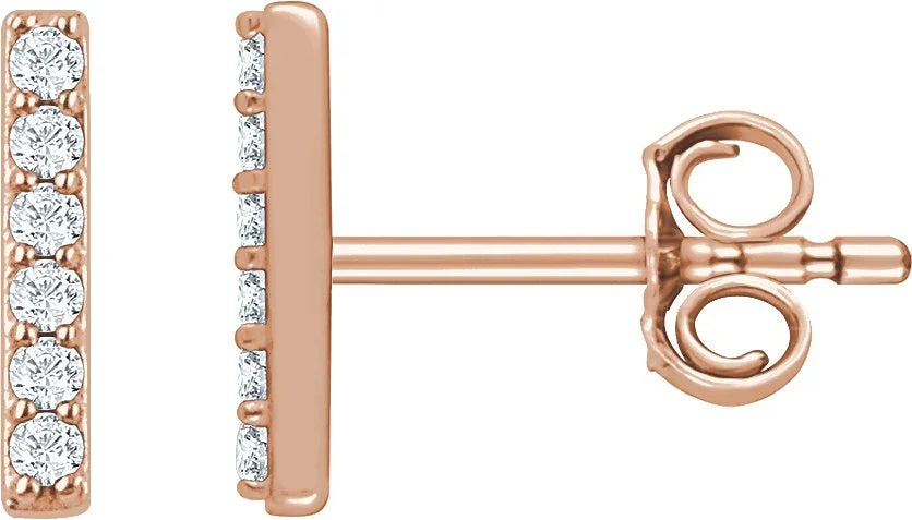 14K Rose 1/10 CTW Natural Diamond Bar Earrings 651757:60002:P