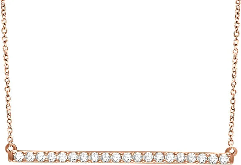 14K Rose 1/6 CTW Natural Diamond Bar 16-18" Necklace 651084:60002:P