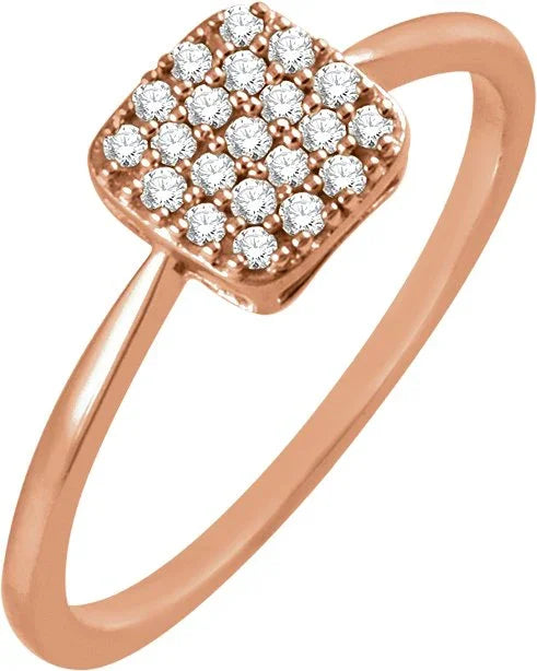 14K Rose 1/6 CTW Natural Diamond Cluster Ring 651836:60002:P