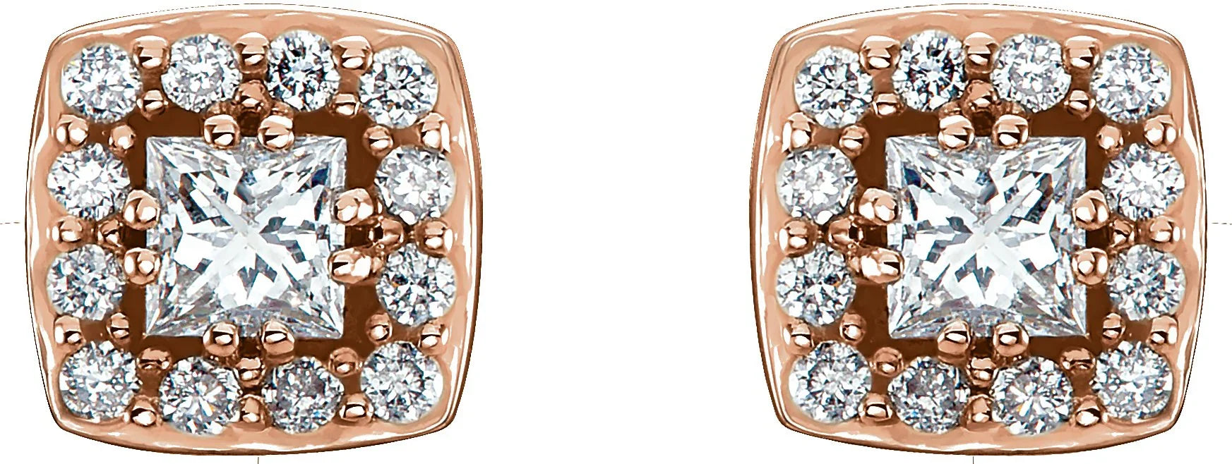 Square Diamond Earrings | Natural Diamond Earrings | Yumna Jewelers