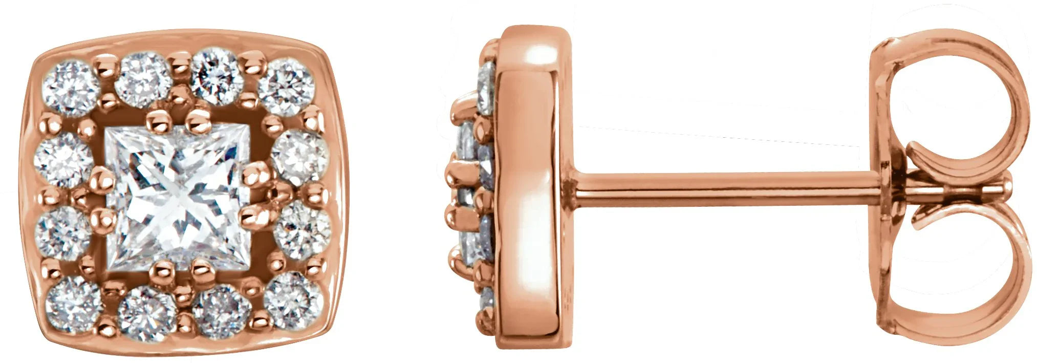 Square Diamond Earrings | Natural Diamond Earrings | Yumna Jewelers