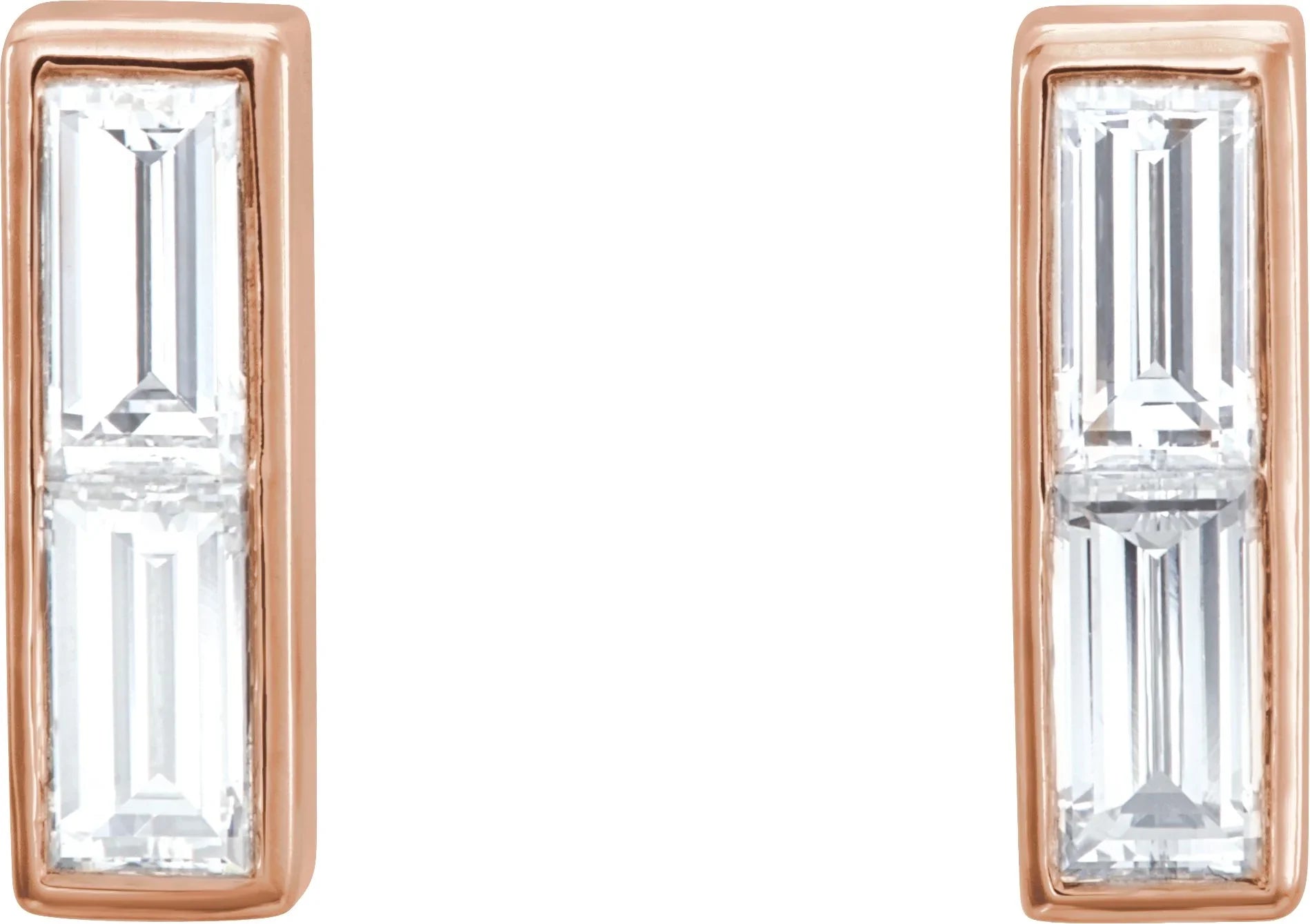 Natural Diamond Earrings | 14K Rose Gold Earrings | Yumna Jewelers