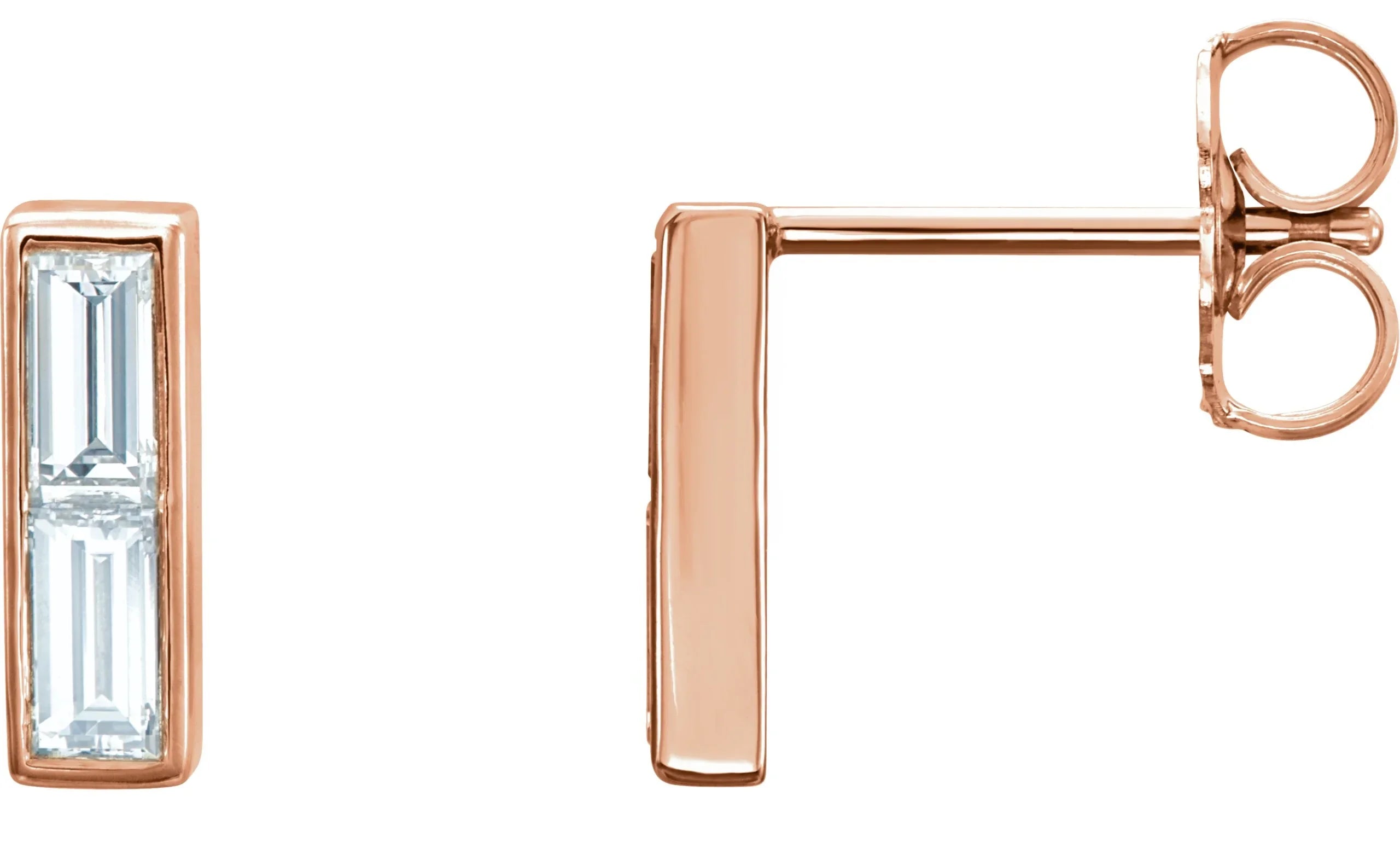 Natural Diamond Earrings | 14K Rose Gold Earrings | Yumna Jewelers