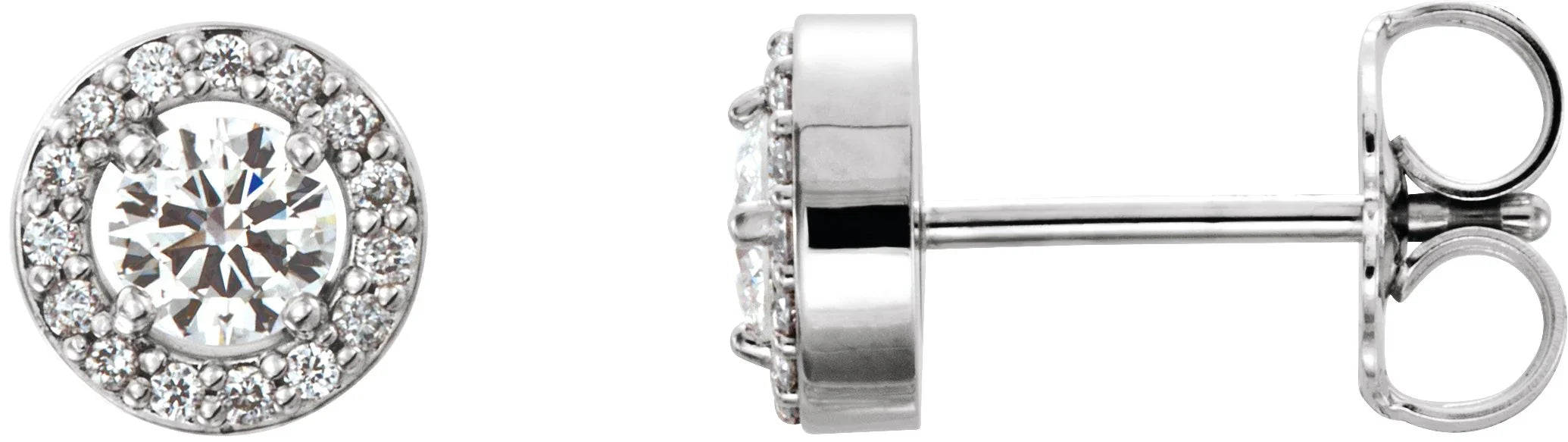 Halo Stud Diamond Earrings | 14K Diamond Earrings | Yumna Jewelers