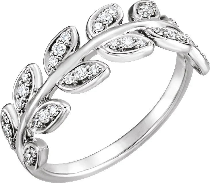 14K Rose 1/4 CTW Natural Diamond Leaf Ring 123035:602:P