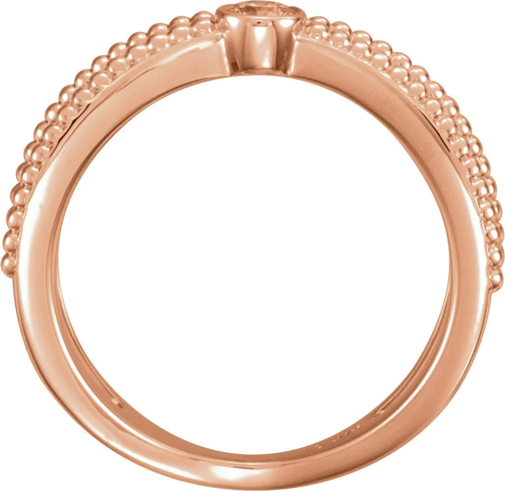 14K Rose 1/8 CTW Natural Diamond Beaded Ring 123108:602:P