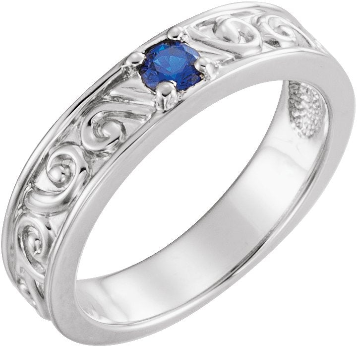 14K Rose Natural Blue Zircon Family Stackable Ring 71469:6046:P