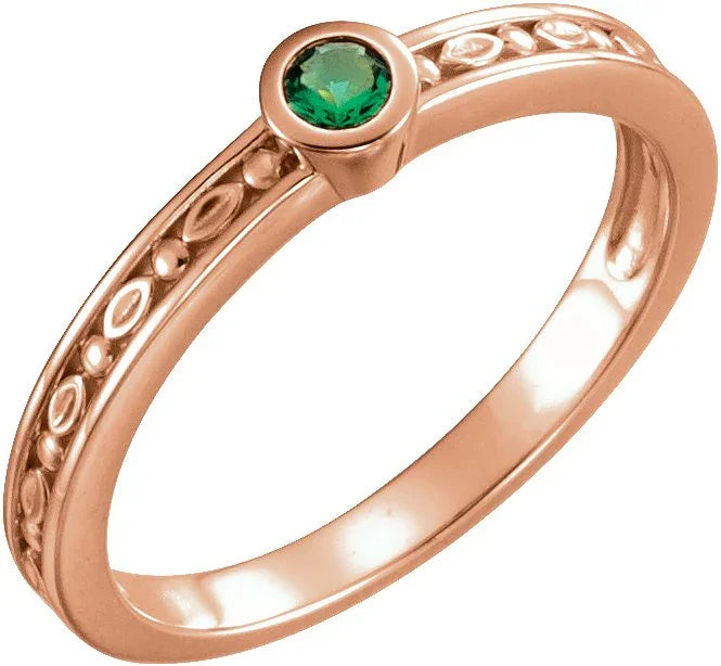 14K Rose Lab-Grown Emerald Family Stackable Ring 71298:6054:P