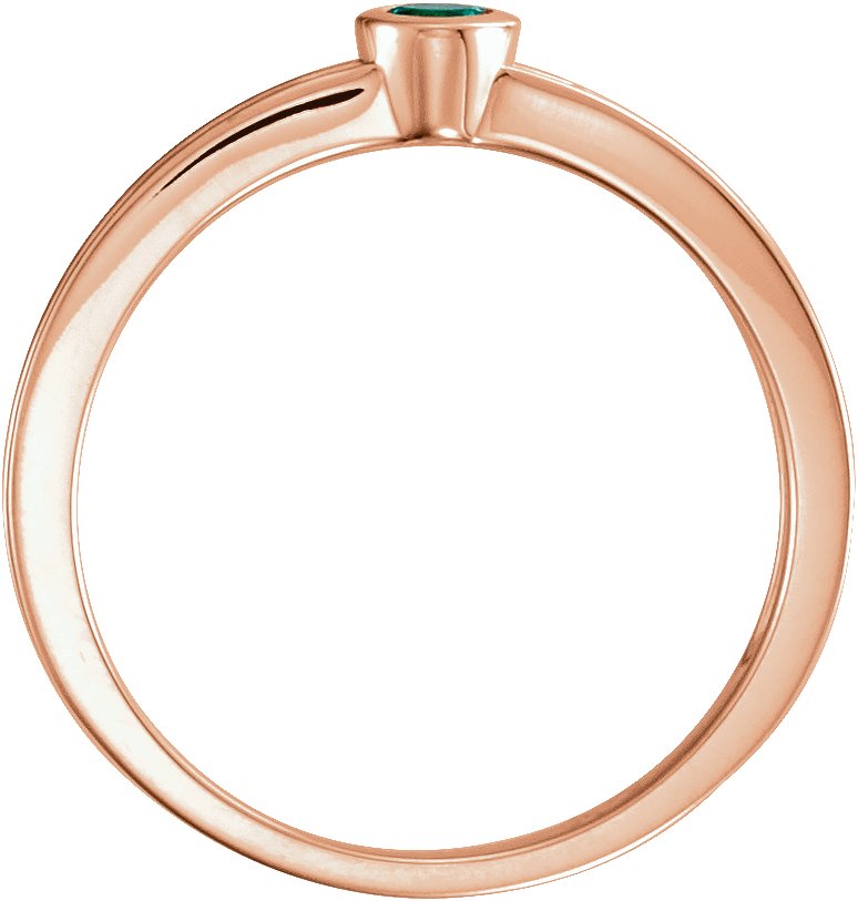 14K Rose Natural Emerald Family Stackable Ring 71298:6018:P