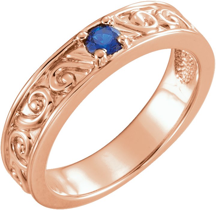 14K Rose Natural Blue Sapphire Family Stackable Ring 71469:6034:P