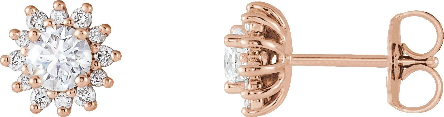 1/2 Carat Diamond Earrings | 14K Rose Gold Earrings | Yumna Jewelers