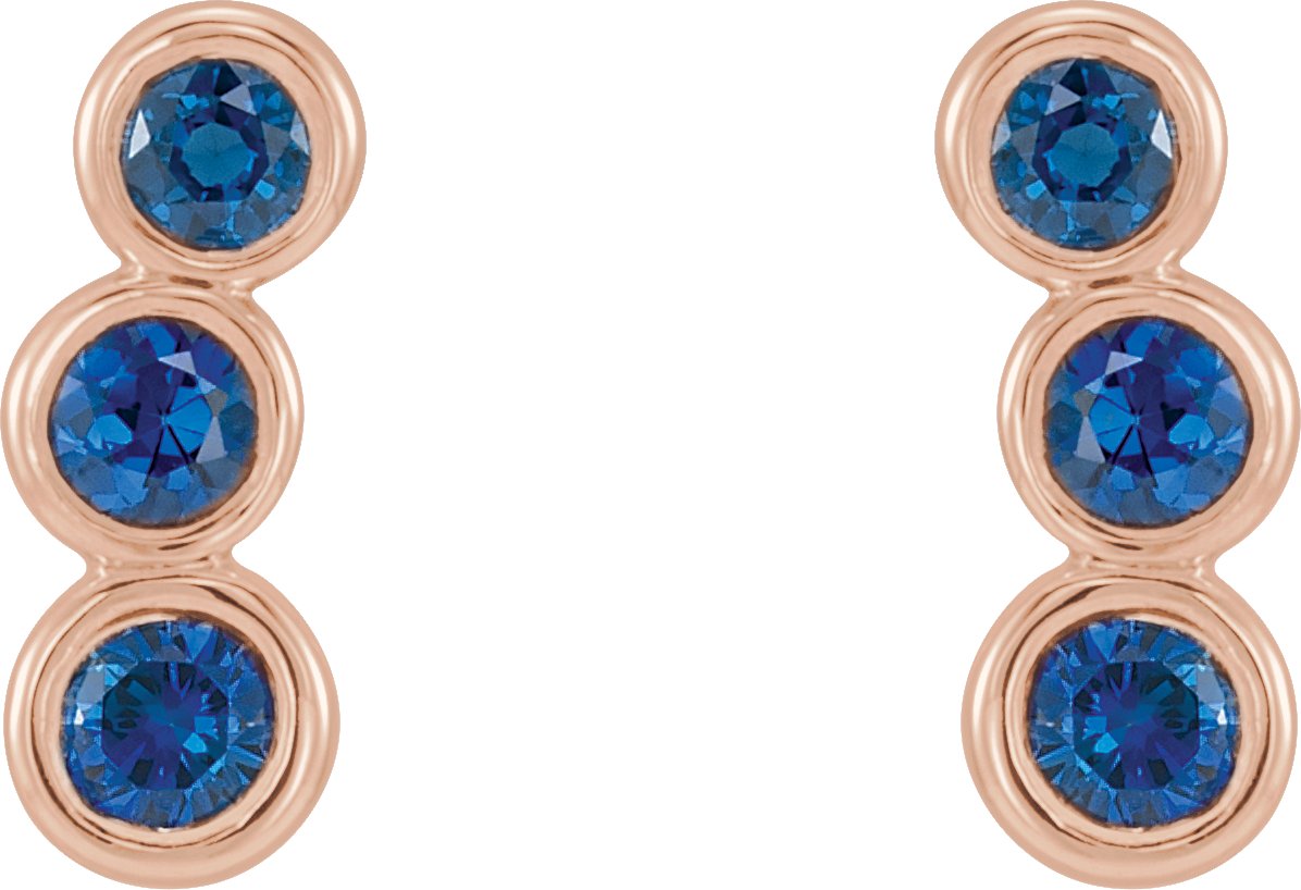 14K Rose Natural Blue Sapphire Ear Climbers 86701:602:P