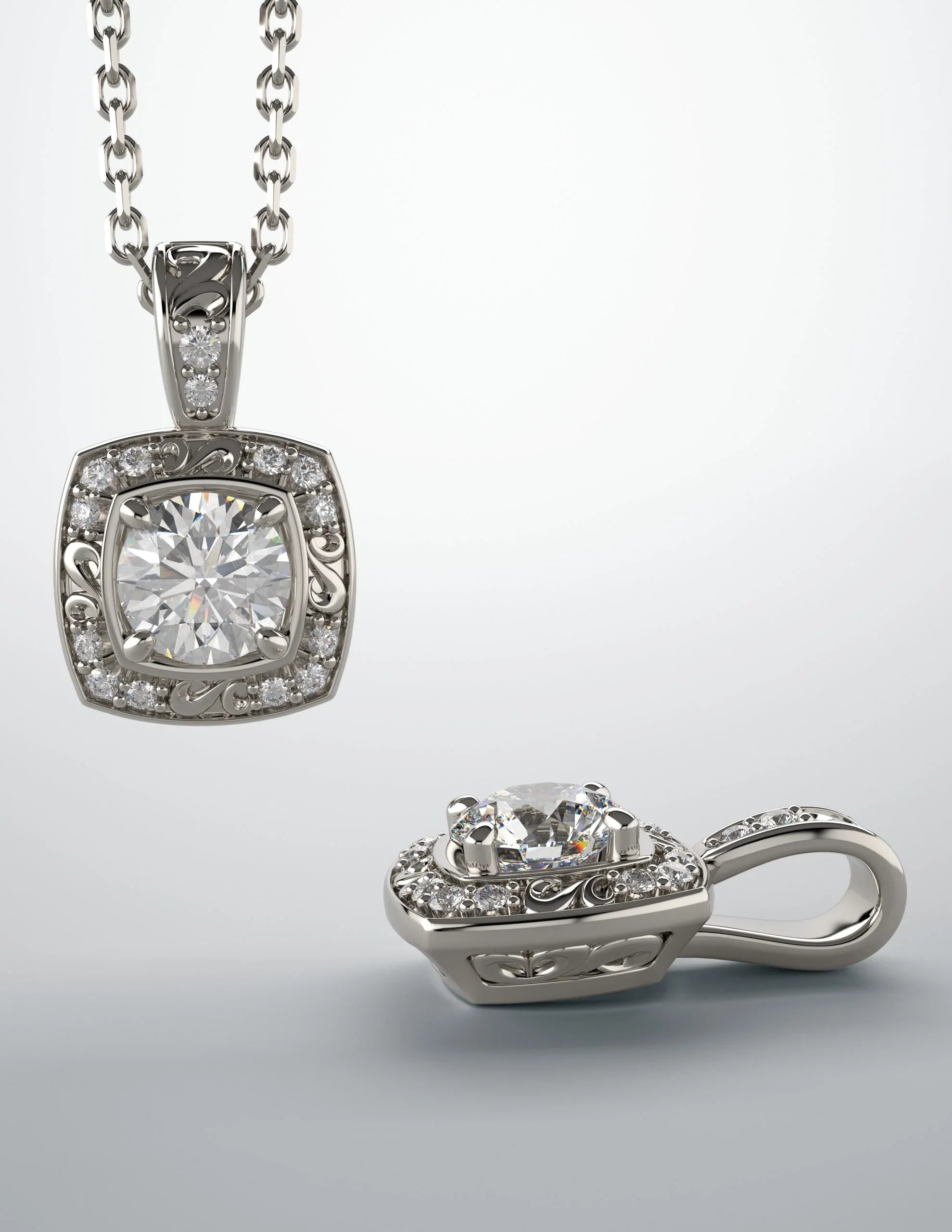 Square Rose Diamond Pendant | Yumna Jewelers