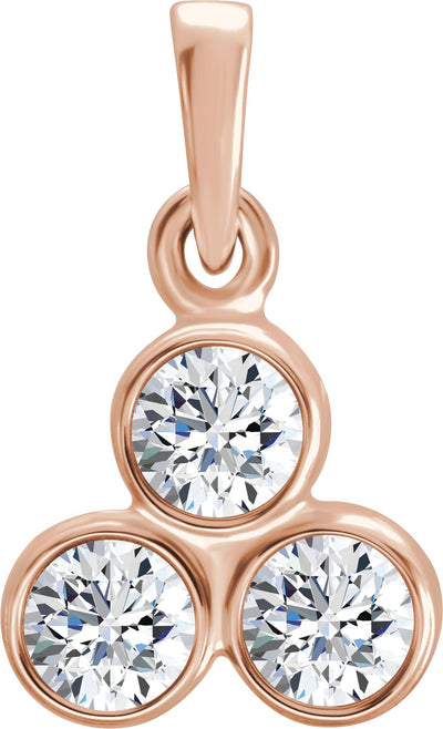 3mm Diamond 3 Stone Pendant | Yumna Jewelers