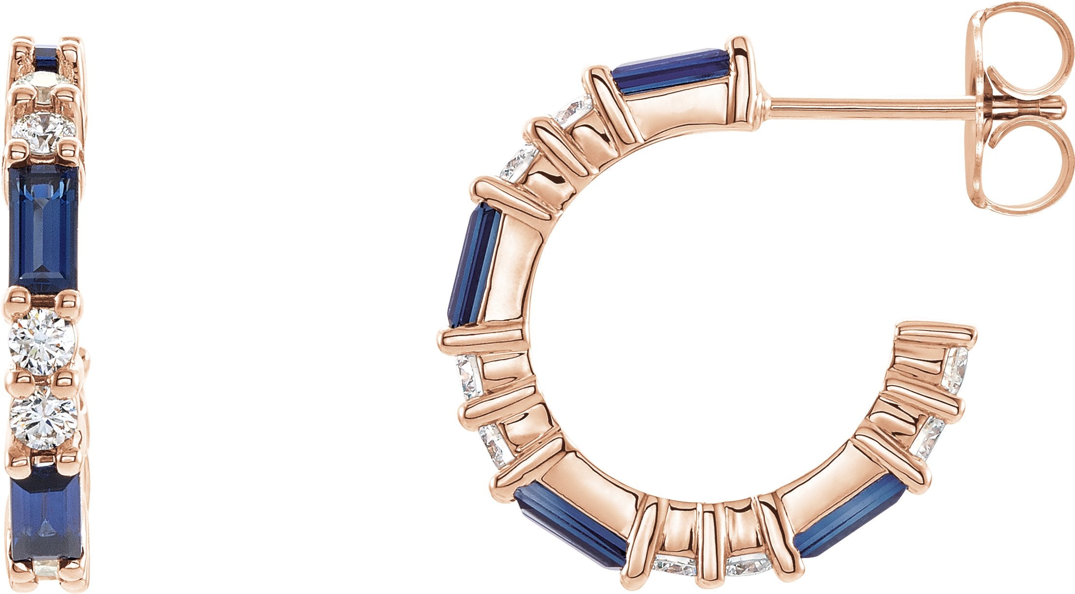 14K Rose Natural Blue Sapphire & 1/2 CTW Natural Diamond Earrings 86789:607:P