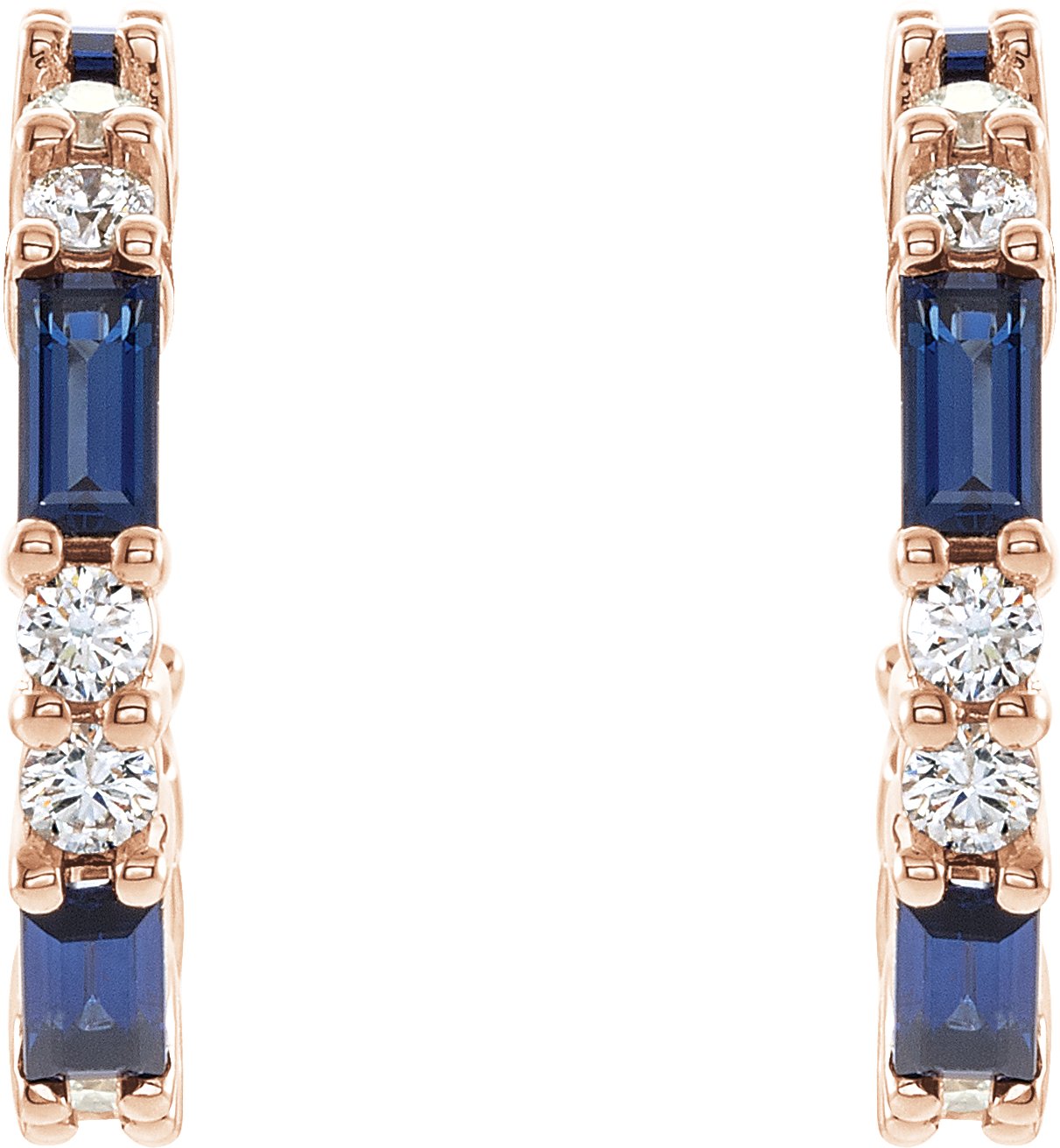 14K Rose Natural Blue Sapphire & 1/2 CTW Natural Diamond Earrings 86789:607:P