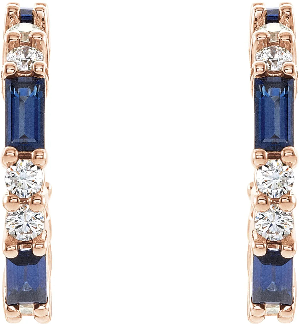 14K Rose Lab-Grown Blue Sapphire & 1/2 CTW Natural Diamond Earrings 86789:612:P