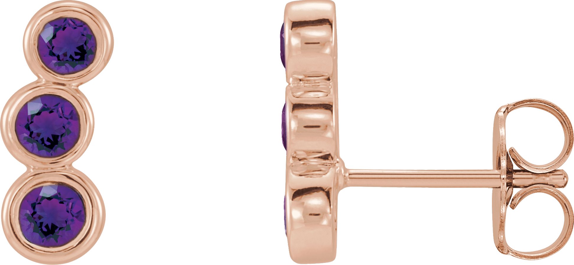 14K Rose Natural Amethyst Ear Climbers 86701:612:P