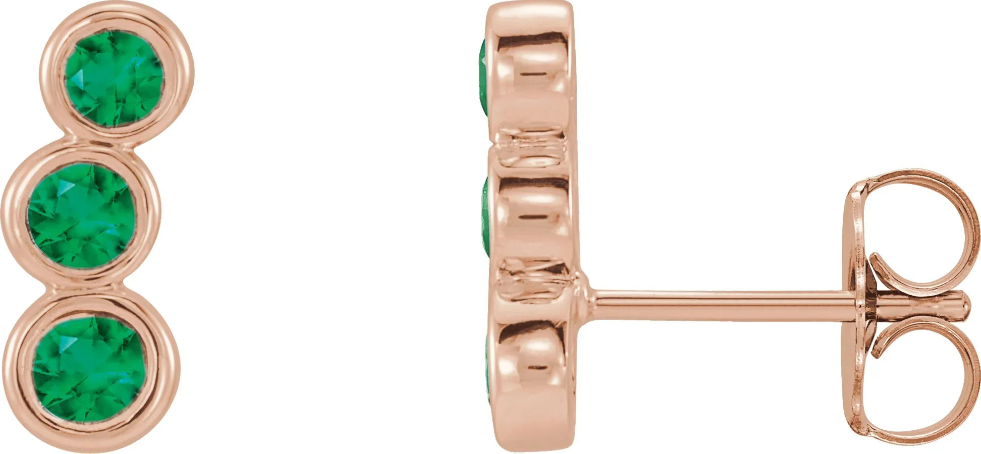 14K Rose Lab-Grown Emerald Ear Climbers 86701:632:P