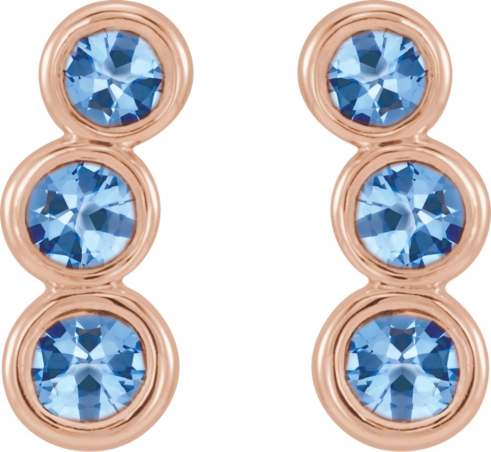 14K Rose Natural Aquamarine Ear Climbers 86701:617:P