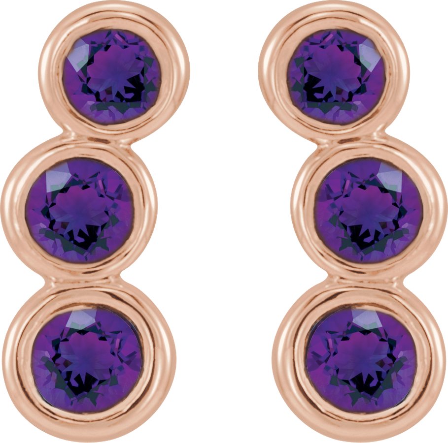 14K Rose Natural Amethyst Ear Climbers 86701:612:P
