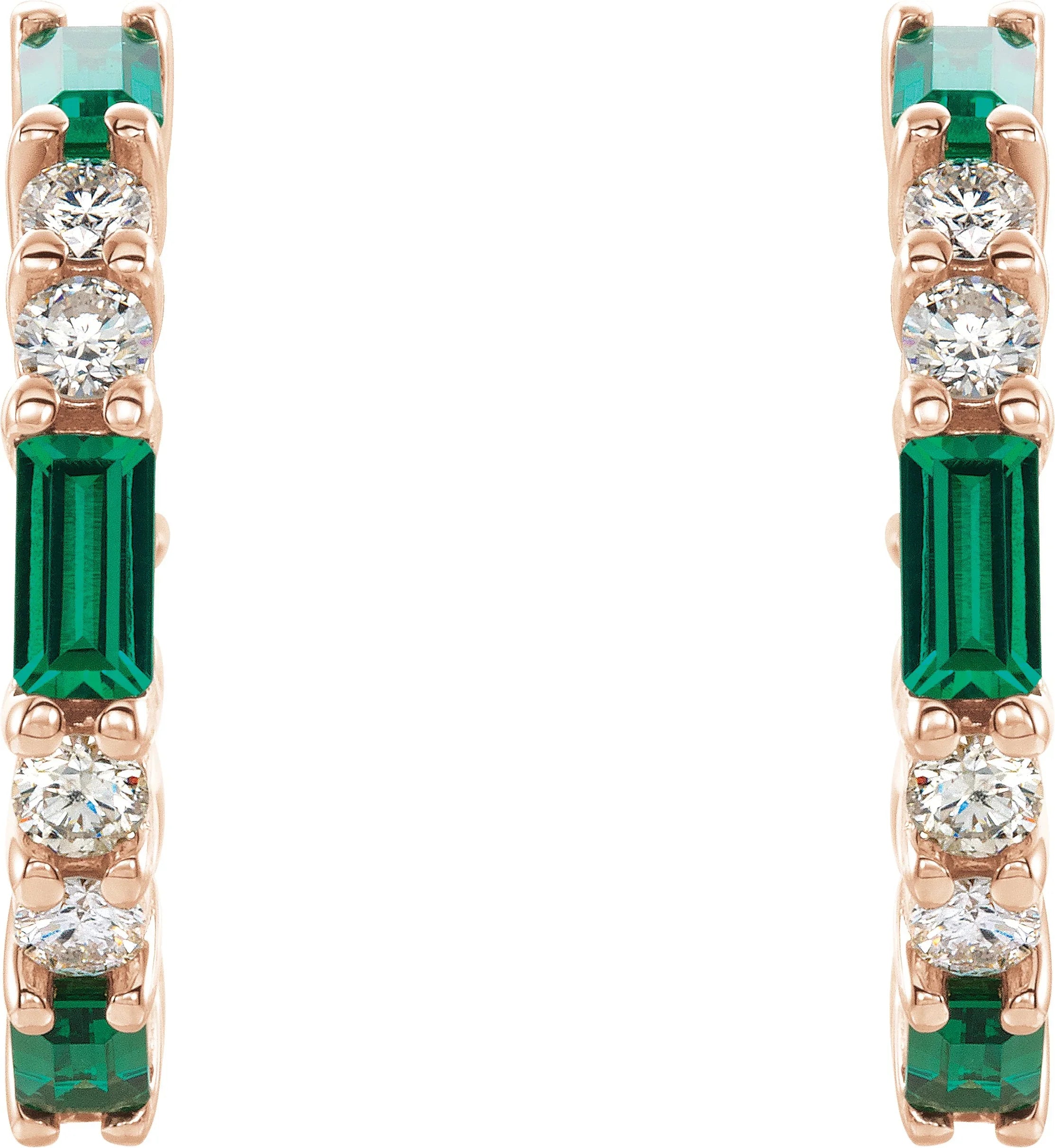14K Rose Lab-Grown Emerald & 1/2 CTW Natural Diamond Earrings 86789:643:P
