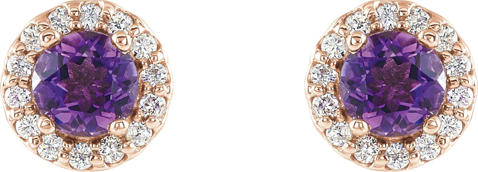 1/8 CTW Amethyst Diamond Earrings | Yumna Jewelers